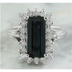 3.04 CTW Tourmaline 18K White Gold Diamond Ring
