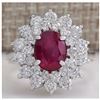 Image 1 : 3.79 CTW Natural Ruby And Diamond Ring 14K Solid White Gold