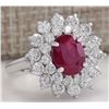 Image 2 : 3.79 CTW Natural Ruby And Diamond Ring 14K Solid White Gold