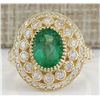 Image 1 : 3.16 CTW Natural Colombian Emerald And Diamond Ring In 14K Yellow Gold