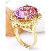 Image 4 : 19.89 CTW Natural Kunzite 14K Solid Yellow Gold Diamond Ring