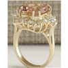 Image 3 : 7.23 CTW Natural Morganite And Diamond Ring 14K Solid Yellow Gold