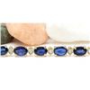 Image 3 : 13.40 CTW Natural Sapphire 14K Solid Yellow Gold Diamond Bracelet