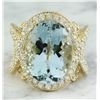 Image 1 : 12.21 CTW Aquamarine 14K Yellow Gold Diamond Ring