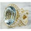 Image 2 : 12.21 CTW Aquamarine 14K Yellow Gold Diamond Ring