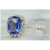 Image 2 : 3.03 CTW Sapphire 18K Yellow Gold Diamond Ring