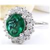 Image 2 : 5.01 CTW Natural Emerald 14K Solid White Gold Diamond Ring