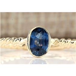 0.70 CTW Natural Sapphire And Diamond Ring In 18K Yellow Gold