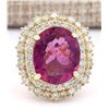 Image 1 : 9.60 CTW Natural Pink Tourmaline And Diamond Ring 18K Solid Yellow Gold
