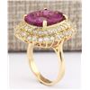 Image 3 : 9.60 CTW Natural Pink Tourmaline And Diamond Ring 18K Solid Yellow Gold