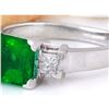 Image 2 : 1.90 CTW Natural Emerald 18K Solid White Gold Diamond Ring