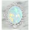 Image 1 : 5.85 CTW Opal 14K White Gold Diamond Ring
