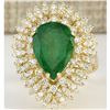 Image 1 : 7.82 CTW Natural Emerald And Diamond Ring In 18K Yellow Gold