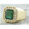 Image 2 : 4.26 CTW Mens Emerald 14K Yellow Gold Diamond Ring