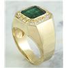 Image 4 : 4.26 CTW Mens Emerald 14K Yellow Gold Diamond Ring