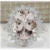 Image 1 : 7.34 CTW Natural Morganite And Diamond Ring In 14K White Gold
