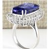 Image 3 : 17.50 CTW Natural Tanzanite And Diamond Ring In 18K White Gold