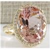 Image 2 : 26.56 CTW Natural Morganite And Diamond Ring In 14K Yellow Gold