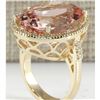 Image 3 : 26.56 CTW Natural Morganite And Diamond Ring In 14K Yellow Gold
