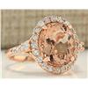 Image 2 : 4.00 CTW Natural Morganite And Diamond Ring In 14K Rose Gold