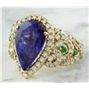 Image 2 : 8.47 CTW Tanzanite, Emerald 14K Yellow Gold Diamond Ring