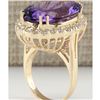Image 3 : 16.86 CTW Natural Amethyst And Diamond Ring In 18K Yellow Gold