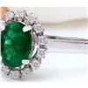 Image 2 : 1.51 CTW Natural Emerald 18K Solid White Gold Diamond Ring