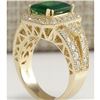 Image 3 : 3.29 CTW Natural Emerald And Diamond Ring 18K Solid Yellow Gold