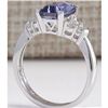 Image 3 : 2.40 CTW Natural Blue Tanzanite And Diamond Ring 18K Solid White Gold