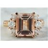 Image 1 : 5.30 CTW Morganite 18K Rose Gold Diamond Ring