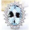 Image 1 : 7.00 CTW Natural Aquamarine 18K Solid White Gold Diamond Ring