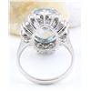 Image 3 : 7.00 CTW Natural Aquamarine 18K Solid White Gold Diamond Ring