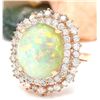 Image 2 : 7.70 CTW Natural Opal 14K Solid Rose Gold Diamond Ring