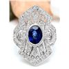 Image 1 : 2.73 CTW Natural Sapphire 18K Solid White Gold Diamond Ring