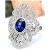 Image 2 : 2.73 CTW Natural Sapphire 18K Solid White Gold Diamond Ring