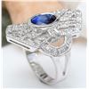 Image 5 : 2.73 CTW Natural Sapphire 18K Solid White Gold Diamond Ring