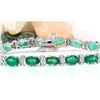 Image 1 : 12.20 CTW Natural Emerald 14K Solid White Gold Diamond Bracelet