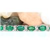 Image 3 : 12.20 CTW Natural Emerald 14K Solid White Gold Diamond Bracelet