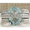 Image 1 : 6.46 CTW Natural Aquamarine And Diamond Ring In 18K Solid White Gold