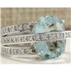 Image 2 : 6.46 CTW Natural Aquamarine And Diamond Ring In 18K Solid White Gold
