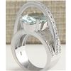 Image 3 : 6.46 CTW Natural Aquamarine And Diamond Ring In 18K Solid White Gold