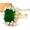 Image 2 : 4.70 CTW Natural Emerald 14K Solid Yellow Gold Diamond Ring