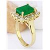 Image 4 : 4.70 CTW Natural Emerald 14K Solid Yellow Gold Diamond Ring