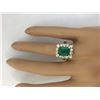 Image 5 : 4.70 CTW Natural Emerald 14K Solid Yellow Gold Diamond Ring