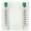Image 1 : 2.10 CTW Emerald 14K White Gold Diamond Earrings
