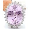 Image 1 : 24.08 CTW Natural Kunzite 18K Solid White Gold Diamond Ring