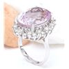 Image 4 : 24.08 CTW Natural Kunzite 18K Solid White Gold Diamond Ring