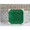 Image 1 : 5.66 CTW Natural Emerald And Diamond Ring 18K Solid White Gold