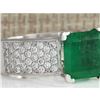 Image 2 : 5.66 CTW Natural Emerald And Diamond Ring 18K Solid White Gold