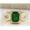 Image 1 : 2.34 CTW Natural Emerald And Diamond Ring In 18K Yellow Gold